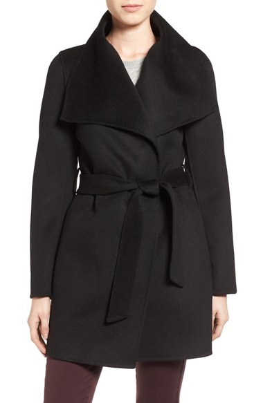 T Tahari Tahari 'Ella' Belted Wool Blend Wrap Coat (Regular & Petite) Black Nordstrom anniversary sale women's jackets winter