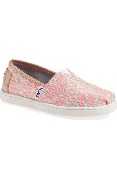 TOMS 'Classic' Woven Metallic Slip-On (Toddler, Little Kid & Big Kid) Woven Pink Multi Metallic Nordstrom anniversary sale toddler girls
