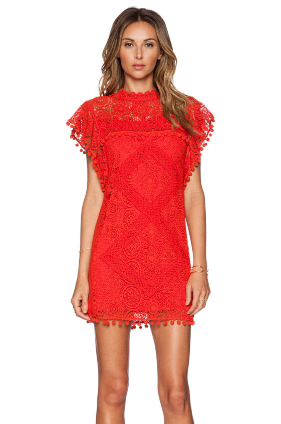 TULAROSA Clayton Lace Tunic Cayenne Pom-Pom  tunic dresses summer 2016