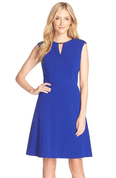 Tahari Embellished Bi-Stretch Fit & Flare Dress (Regular & Petite) (Online Only) Cobalt Blue 2016 Nordstrom anniversary sale women's dresses 