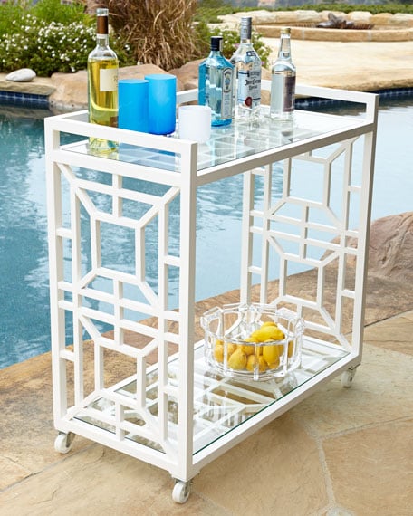 Tamsin Chinoiserie Bar Cart White Horchow outdoor furniture sale