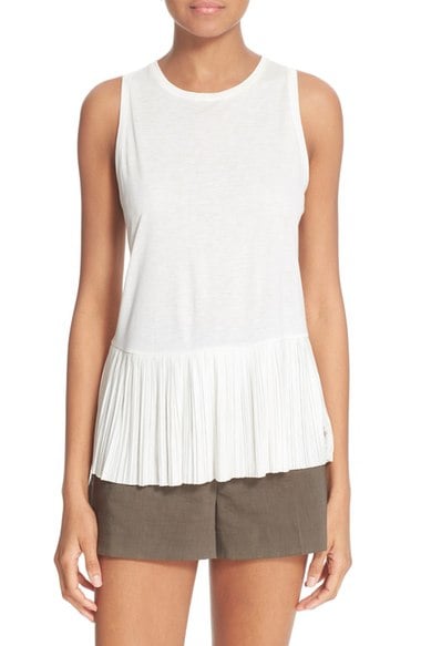 Theory 'Elvnee' Pleated Peplum Tank Ivory peplum tops summer 