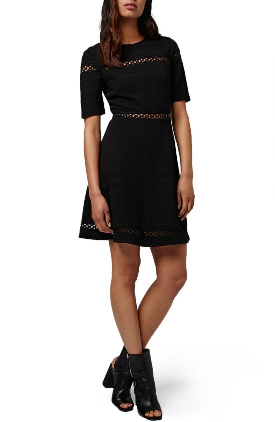 Topshop Openwork Inset Bandage Skater Dress Black Nordstrom anniversary sale women's dresses
