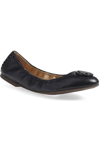Tory Burch 'Allie' Ballet Flat (Women) (Nordstrom Exclusive) Black Leather Nordstrom anniversary sale women's fashion