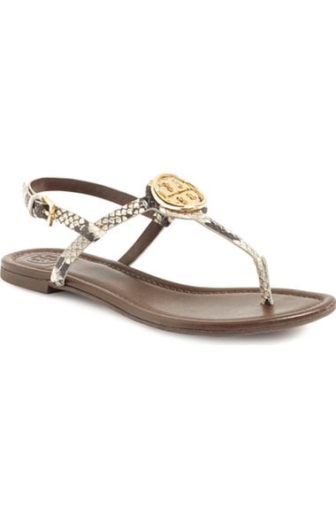 Tory Burch 'Dani' Flat Sandal Snakeskin Embossed (Women) (Nordstrom Exclusive) Roccia nordstrom anniversary sale 2016 tory burch shoes