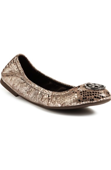 Tory Burch 'Heidi' Ballet Flat (Women) (Nordstrom Exclusive) Pewter Snake Nordstrom anniversary sale tory burch shoes 