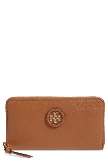 Tory Burch Leather Zip Around Continental Wallet (Nordstrom Exclusive) Bark Nordstrom anniversary sale handbags wallets women