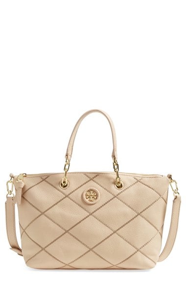 Tory Burch 'Small Stitch' Leather Satchel (Nordstrom Exclusive) Light Oak Nordstrom