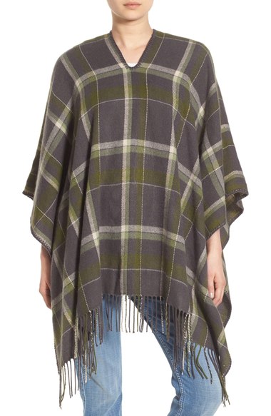 Treasure&Bond Plaid Fringe Poncho Green Combo Nordstrom anniversary sale women's ponchos sweaters cardigans