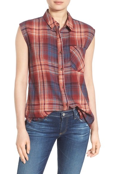 Treasure&Bond Sleeveless Plaid Shirt Red Sun Ubiq Plaid Nordstrom anniversary sale women's shirts tops 2016