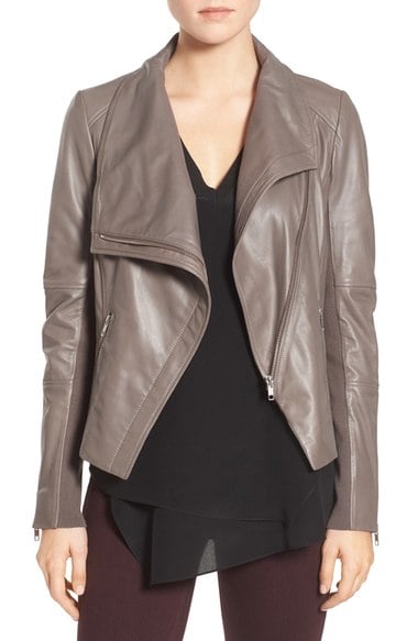Trouvé Drape Front Leather Jacket Grey Nickel 2016 Nordstrom anniversary sale women's jackets