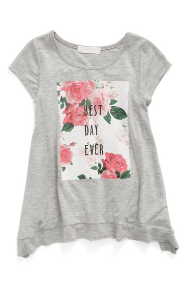 Truly Me 'Best Day Ever' Floral Graphic Tee (Toddler Girls & Little Girls) Gray Multi Floral Print Nordstrom anniversary sale toddler girls 