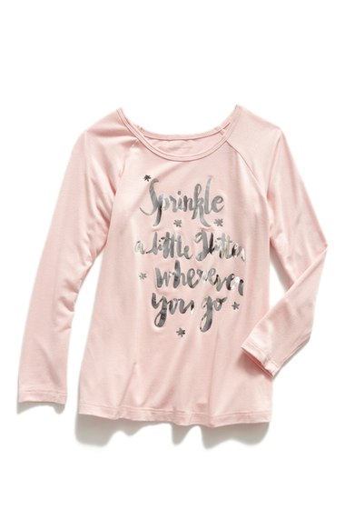 Truly Me 'Sprinkle a Little Glitter Wherever You Go' Graphic Long Sleeve Tee (Toddler Girls & Little Girls) Pink Nordstrom anniversary sale toddler girls