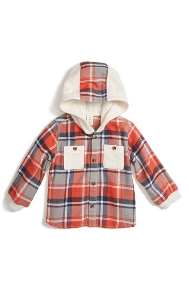 Tucker + Tate Hooded Flannel Shirt (Baby Boys) Orange Chili Plaid Ivory Nordstrom anniversary sale baby boy