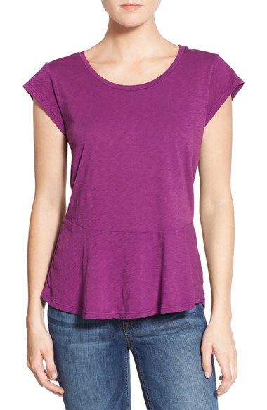 Velvet by Graham & Spencer Slub Cotton Peplum Tee Dahlia Purple peplum tops summer 