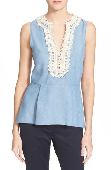 Veronica Beard 'Casita' Peplum Top Light Blue peplum tops summer 2016
