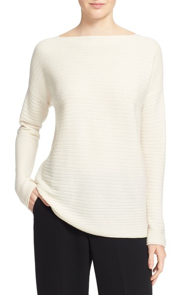 Vince Boat Neck Horizontal Rib Cashmere Sweater Off White Nordstrom anniversary sale women's sweaters 2016