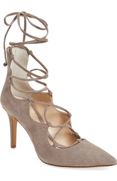 Vince Camuto 'Barsha' Lace-up Pump (Women) (Nordstrom Exclusive) Stone Taupe Suede Nordstrom Anniversary Sale Women's Fashion