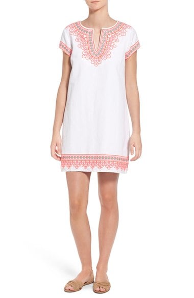 Vineyard Vines 'Island' Embroidered Cotton & Linen Tunic Dress White Cap tunic dresses summer 2016