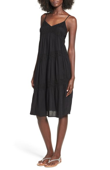 Volcom 'All Good' Lace Trim Slipdress Black casual lace dresses 