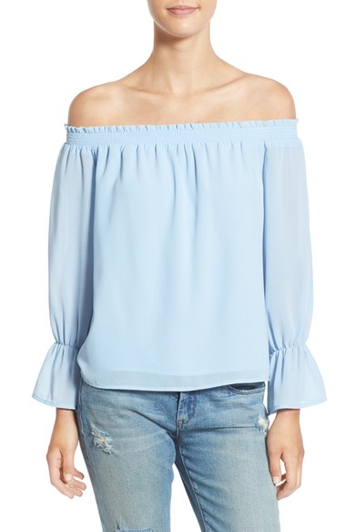 Wayf Off the Shoulder Blouse (Online Only) Sky Blue Nordstrom anniversary sale women's fashion must haves