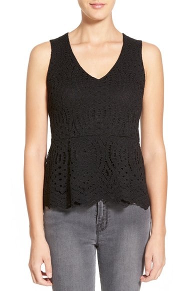 Willow & Clay Lace Peplum Tank Black peplum tops for summer