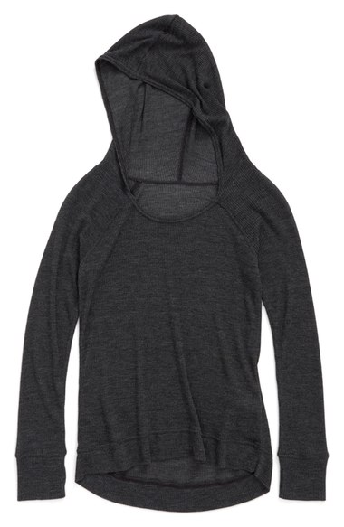 Zella Girl 'Vinyasa' Hooded Waffle Knit Tunic (Little Girls & Big Girls) Grey Graphite Nordstrom anniversary sale little girls fashion