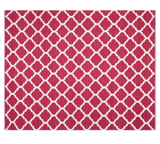 Pottery Barn BECCA TILE REVERSIBLE INDOOR/OUTDOOR RUG - PINK pottery barn summer clearance sale