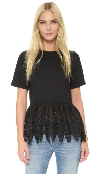 endless rose Lace Tee Black peplum tops summer 