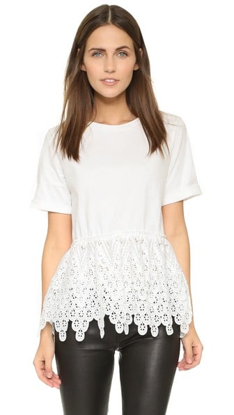 endless rose Lace Tee White peplum tops summer