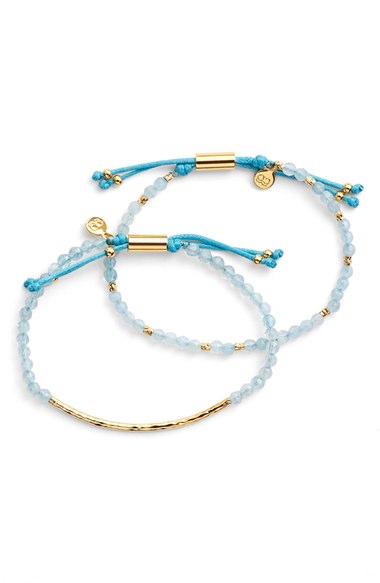 gorjana 'Power Stone' Semiprecious Stone Bracelet (Set of 2) Aquamarine Gold Nordstrom anniversary sale women's jewelry