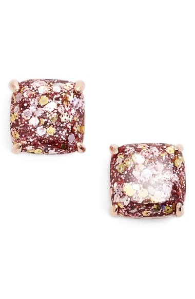 kate spade new york mini small square stud earrings rose glitter silver Nordstrom anniversary sale 