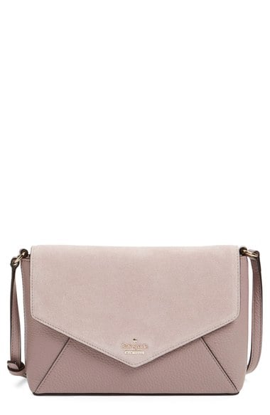 kate spade new york 'spencer court - large monday' suede & leather envelope crossbody bag (Nordstrom Exclusive) Mousse Frosting Nordstrom anniversary sale handbags women