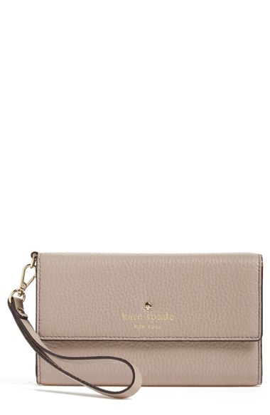 kate spade new york 'spencer court' leather phone wristlet dark mousse frosting nordstrom anniversary sale handbags wallets women