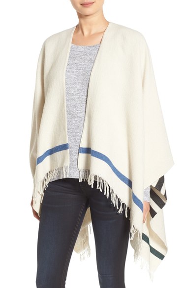 rag & bone 'Ines' Stripe Wool Blend Poncho Fringe Cream Nordstrom anniversary sale women's capes sweaters ponchos cardigans 