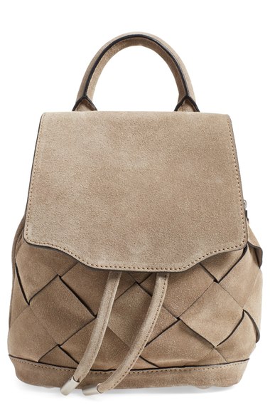 rag & bone 'Micro Pilot' Woven Suede Backpack Warm Grey designer backpacks students back to school 2016