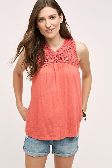 Akemi + Kin Macrame Tank Top Raspberry Anthropologie