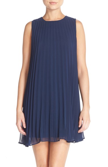 BB Dakota Pleated Trapeze Shift Dress Navy Blue swing dresses for summer 2016
