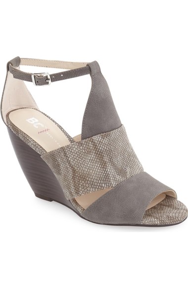 BC Footwear 'Glow' Wedge Sandal (Women) Grey Leather wedge sandals fall summer candace rose