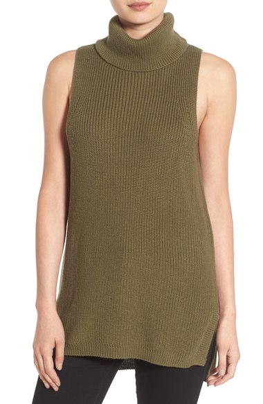 BP. Sleeveless Turtleneck Sweater Olive Burnt Nordstrom anniversary sale women's fashion under $100