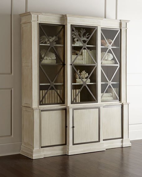 Bennett Mahogany Glass Bookcase Beige Horchow flash sale candace rose
