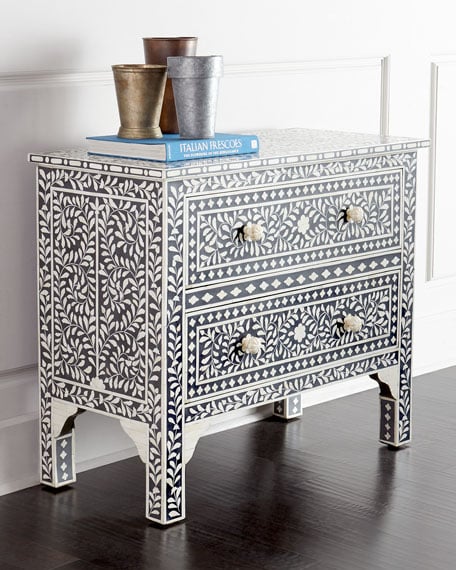 candace rose Bret Bone-Inlay Chest Black White Neiman Marcus bedroom and bath sale candie anderson