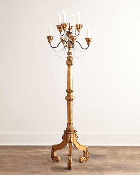 Christophe Floor Candelabrum Antique Gold Horchow flash sale candace rose
