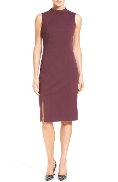 Classiques Entier Funnel Neck Italian Ponte Sheath Dress (Regular & Petite) Burgundy Stem Nordstrom anniversary sale women's fashion under $200