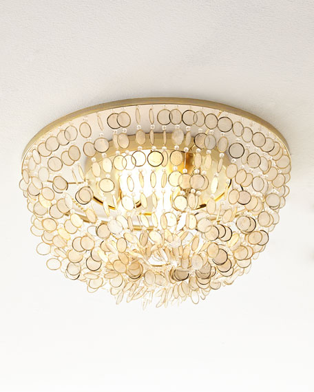 Cruzan Capiz Flush-Mount Ceiling Fixture Natural Horchow flash sale candace rose