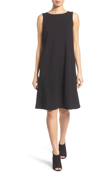 Eileen Fisher Bateau Neck Drop Waist Shift Dress (Regular & Petite) Black Nordstrom anniversary sale women's fashion under $500