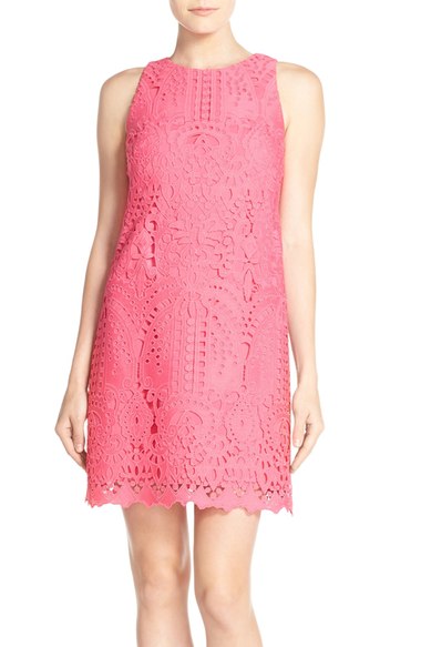 Eliza J Lace Shift Dress Pink nordsrom shift dresses summer wedding guest
