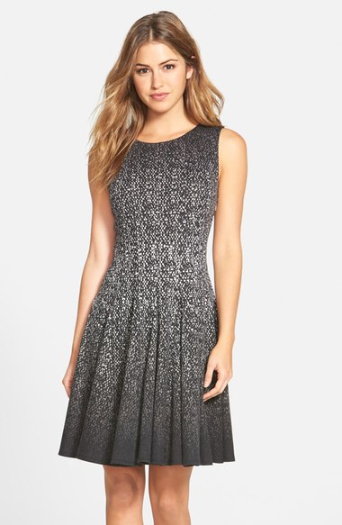 Eliza J Print Ombré Sleeveless Fit & Flare Dress (Regular & Petite) Black Nordstrom anniversary sale women's fashion under $200