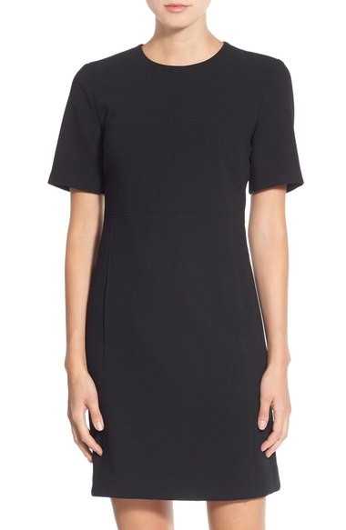 Eliza J Seamed Crepe Shift Dress (Regular & Petite) Black Nordstrom anniversary sale women's fashion under $100