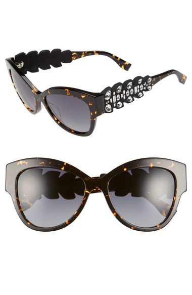 Fendi 55mm Crystal Encrusted Sunglasses Havana Spotted Black Nordstrom anniversary sale under $500 women
